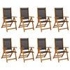 vidaXL Folding Garden Chairs 8 pcs Solid Wood Acacia and Textilene