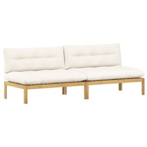 vidaXL Middle Sofa Unit Light Acacia and Cream White Acacia Wood