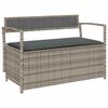 vidaXL Garden Storage Bench with Cushion Grey Poly Rattan