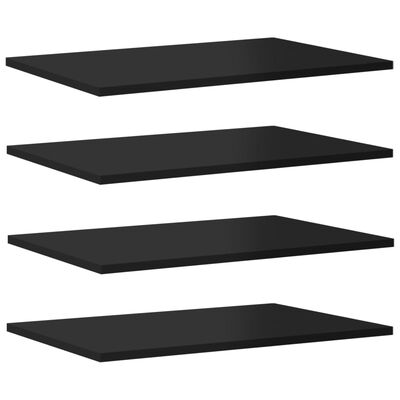 vidaXL Bookshelf Boards 4 pcs High Gloss Black 60x40x1.5 cm Engineered Wood
