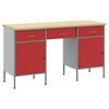 vidaXL Work Cabinet 3 pcs Red and Grey Engineered Wood and Steel
