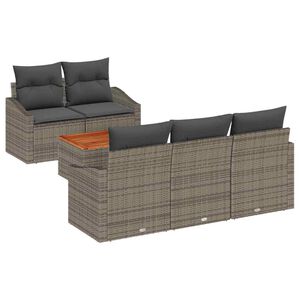 vidaXL Garden Sofa Set with Storage 6 pcs Grey Poly Rattan