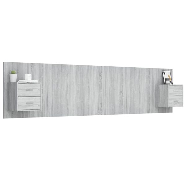vidaXL Bed Headboard with Cabinets Grey Sonoma Engineered Wood