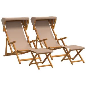 vidaXL Deck Chair 4 pcs 3 Position Solid Eucalyptus Wood Taupe