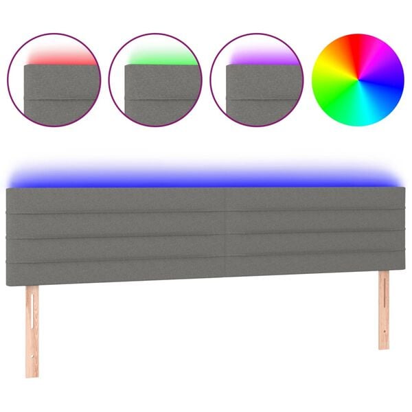 vidaXL LED Headboard Dark Grey 160 cm Fabric