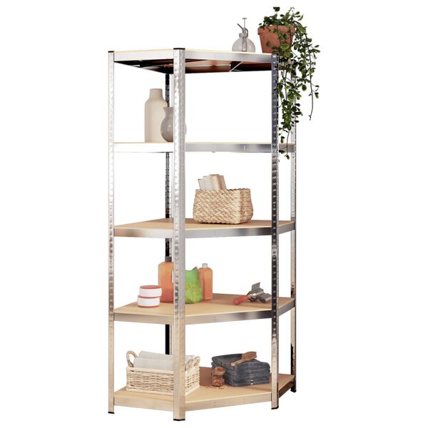 vidaXL 5-Layer Shelves 3 pcs Silver Steel&Engineered Wood