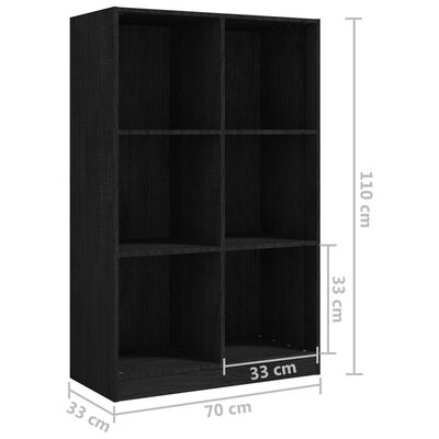 vidaXL Book Cabinet Black 70x33x110 cm Solid Pinewood