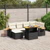 vidaXL 7 Piece Garden Sofa Set with Cushions Black Poly Rattan