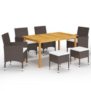 vidaXL 7 Piece Garden Dining Set Brown