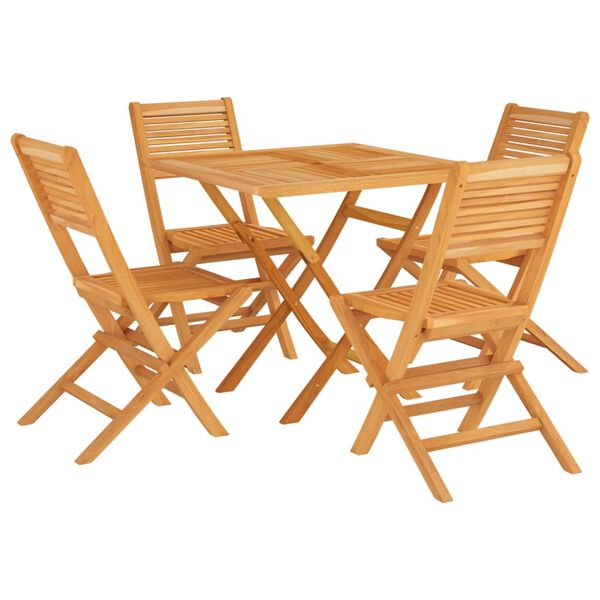 vidaXL 5 Piece Garden Dining Set Solid Wood Teak