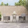 vidaXL 3 Piece Garden Bistro Set with Cushions Grey Poly Rattan
