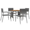 vidaXL 5 Piece Outdoor Dining Set Poly Rattan Grey