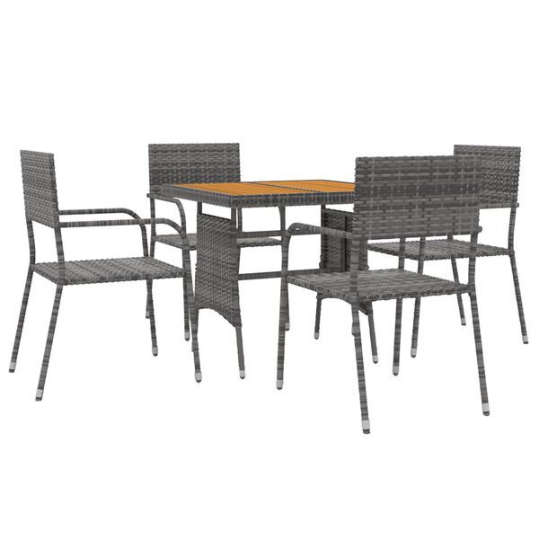 vidaXL 5 Piece Outdoor Dining Set Poly Rattan Grey