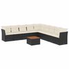 vidaXL 10 Piece Garden Sofa Set with Cushions Black Poly Rattan