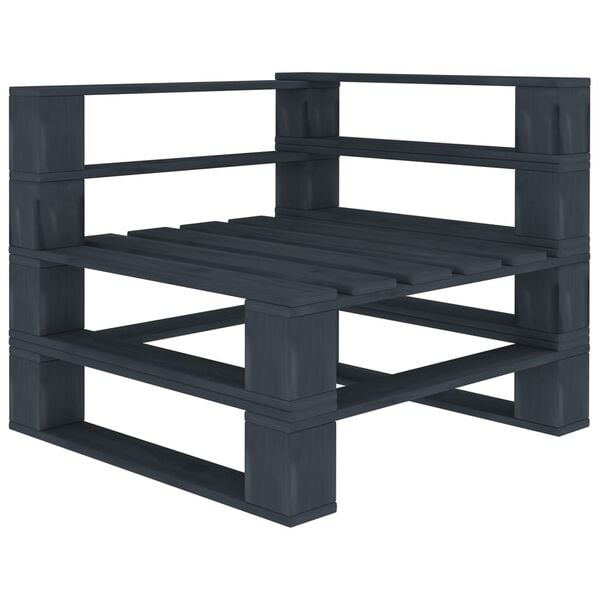 vidaXL Garden 2-Seater Pallet Sofa Grey Solid Pinewood