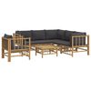 vidaXL 7 Piece Garden Lounge Set with Dark Grey Cushions Bamboo