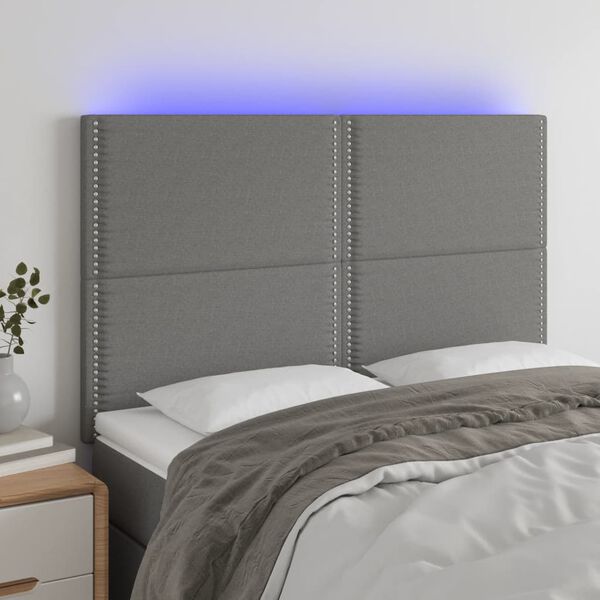 vidaXL LED Headboard Dark Grey 144 cm Fabric