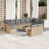 vidaXL 13 Piece Garden Sofa Set with Cushions Beige Poly Rattan