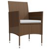 vidaXL 3 Piece Garden Dining Set with Cushions Brown and Black