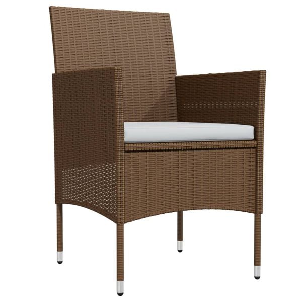 vidaXL 3 Piece Garden Dining Set with Cushions Brown and Black