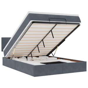 vidaXL Ottoman Bed with Mattress & LEDs Dark Grey Queen Velvet