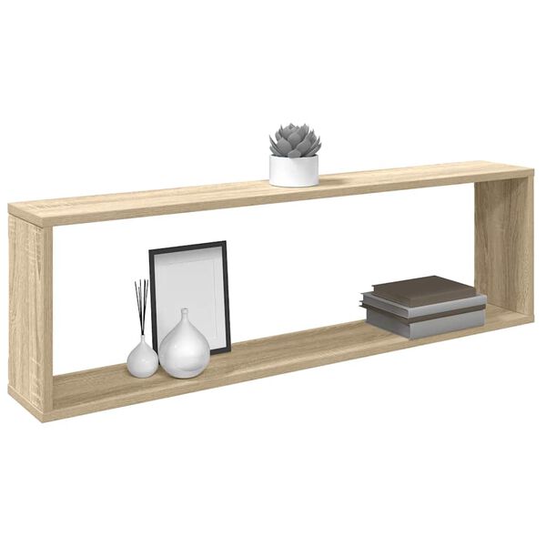 vidaXL Wall Cube Shelf 2 pcs Sonoma Oak 100x15x30 cm Engineered Wood