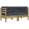 vidaXL Garden Sofa with Cushions and Footstool 2-Seater