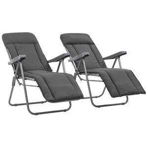 vidaXL Folding Chairs with Cushions 2 pcs Grey