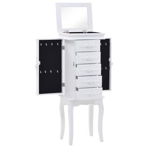 vidaXL Jewellery Cabinet | White | MDF and Pine Wood | Medium