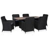 vidaXL 7 Piece Outdoor Dining Set Poly Rattan Black