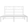 vidaXL Metal Bed Frame without Mattress with Headboard White 135x190cm