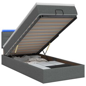 vidaXL Ottoman Bed with Mattress and LED Dark Grey King Single Fabric