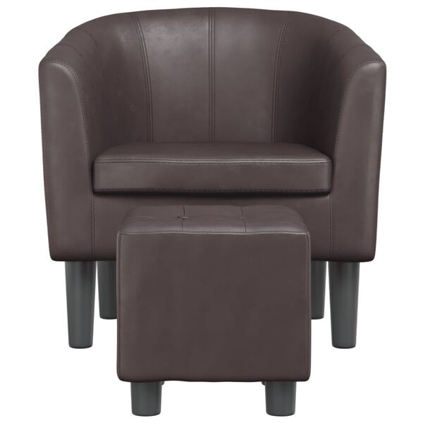 vidaXL Tub Chair with Footstool Brown Faux Leather