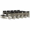 vidaXL 15 Piece Garden Dining Set with Cushions Light Grey Poly Rattan