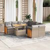 vidaXL 9 Piece Garden Sofa Set with Cushions Beige Poly Rattan Acacia