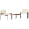 vidaXL Outdoor Furniture Set 3 pcs 2-Seaters Cream White Poly Rattan