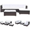 vidaXL 5 Piece Garden Lounge Set with Cushions Poly Rattan Brown