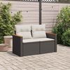 vidaXL Garden Sofa with Cushions 2-Seater Black Poly Rattan