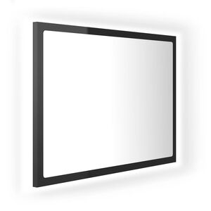 vidaXL LED Bathroom Mirror High Gloss Black 60x8.5x37 cm Acrylic