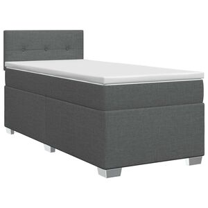 vidaXL Box Spring Bed with Mattress Dark Grey 107 x 203 cm Fabric