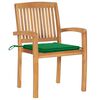 vidaXL Garden Chairs 2 pcs with Green Cushions Solid Teak Wood