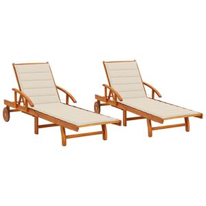 vidaXL Sun Loungers 2 pcs with Cushions Solid Acacia Wood