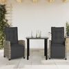 vidaXL 3 Piece Garden Dining Set with Cushions Grey Poly Rattan