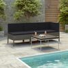 vidaXL 3 Piece Garden Lounge Set with Cushions Poly Rattan Grey