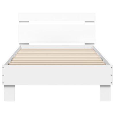 vidaXL Bed Frame with Headboard and LED Lights White 90x190 cm Single