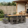 vidaXL 11 Piece Garden Dining Set with Cushions Grey Poly Rattan