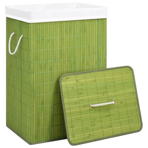 vidaXL Bamboo Laundry Basket Green