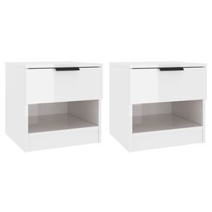 vidaXL Bedside Cabinets 2 pcs High Gloss White Engineered Wood