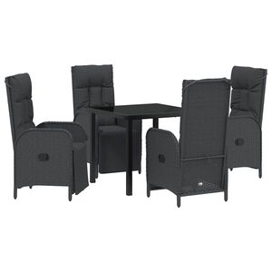 vidaXL Garden Dining Set 5 pcs Black Poly Rattan