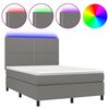 vidaXL Box Spring Bed with Mattress&LED Dark Grey 137x190 cm Double Fabric